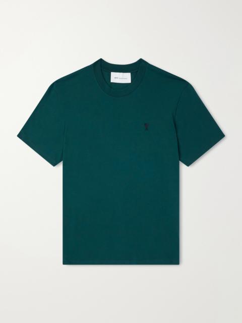 AMI Paris Logo-Embroidered Cotton-Jersey T-Shirt