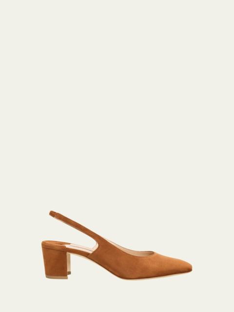 Manolo Blahnik 50mm Allurasan Suede Slingback Pumps