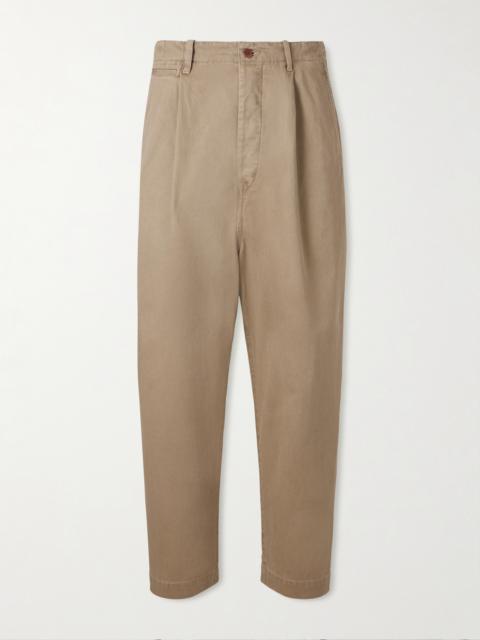 Kapital Straight-Leg Pleated Cotton-Twill Chinos