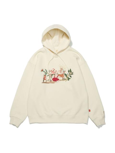 Li-Ning (WMNS) Li-Ning Lifestyle Graphic Printed Hooded Sweatshirt 'White' AWDT056-8