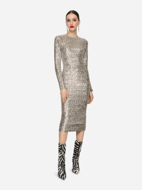 Sequined calf-length dress