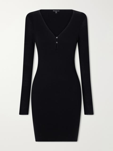 JAMES PERSE Ribbed Cotton And Cashmere-blend Mini Dress