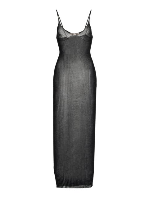 NENSI DOJAKA Nensi Dojaka for Calvin Klein Sheer-Knit Midi Dress black