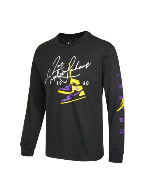 Nike Men's Nike Lal Nk Cts Jdn Stmt Ls Te Shoes Printing Sports Round Neck Long Sleeves Black T-Shirt DA6