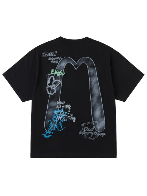 EVISU Hand-drawn Daicock and Multi-pocket Graffiti T-shirt