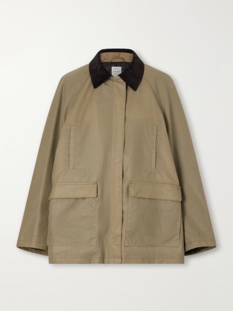 TOTEME Country corduroy-trimmed organic cotton-canvas jacket Sand