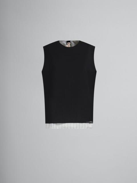 Marni BLACK TROPICAL WOOL SLEEVELESS TOP WITH MARNI MENDING