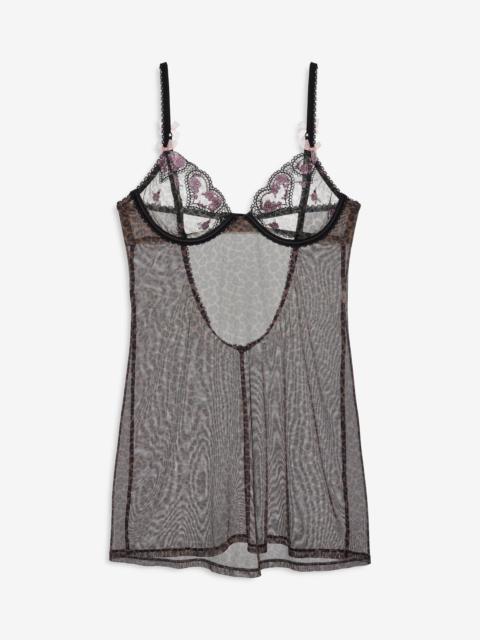 For Love & Lemons Cheetah Hearts Slip Dress