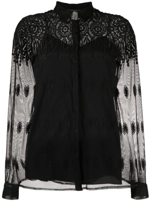 FABIANA FILIPPI lace-detail semi-sheer top