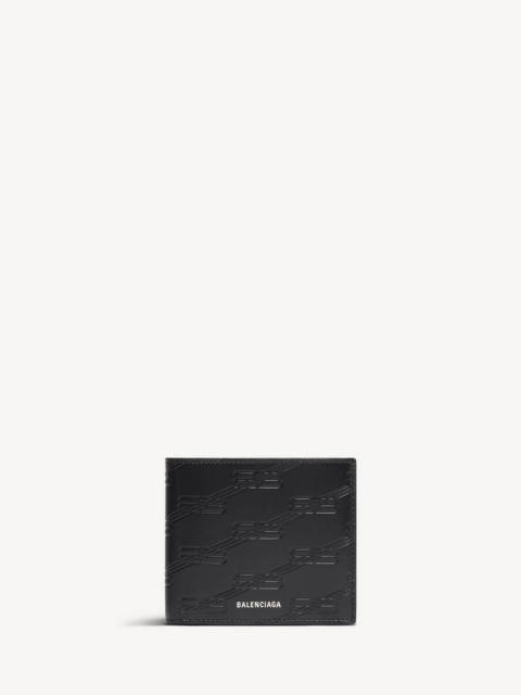 BALENCIAGA Men's Embossed Monogram Square Folded Wallet In Box in Black