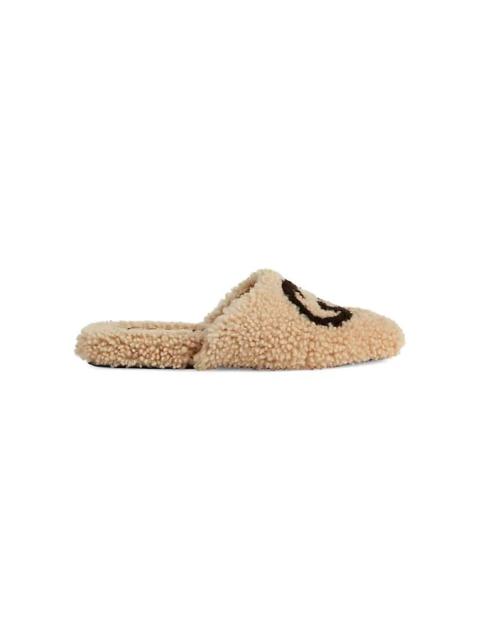 GUCCI Interlocking G shearling flat slippers