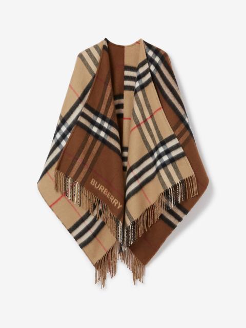 Burberry Contrast Check Wool Cashmere Cape