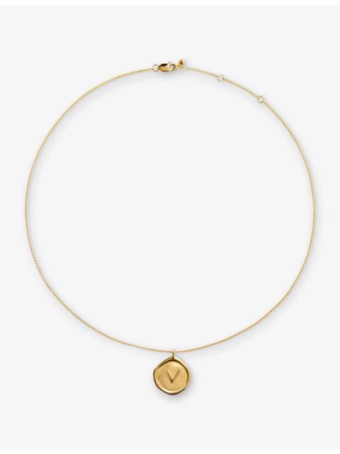 MONICA VINADER Initial-P Stamp 18ct Yellow Gold-Vermeil Chain Necklace