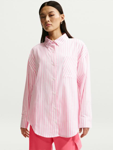 Nike Nike Sportswear Chill Poplin Women's Oversized Woven Long-Sleeve Striped Top