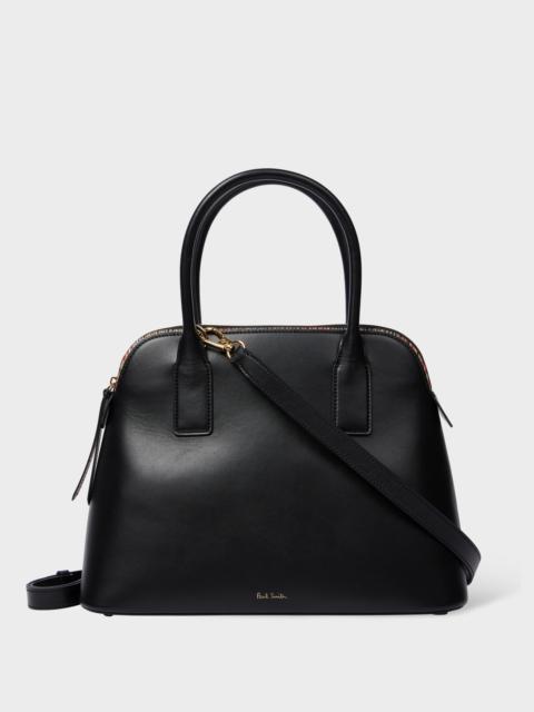 Paul Smith Women's Black Leather 'Signature Stripe' Top Handle Bag