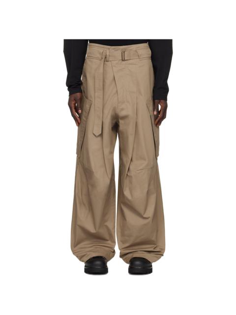 FFFPOSTALSERVICE Beige Wide Belted Draped Pocket Trousers