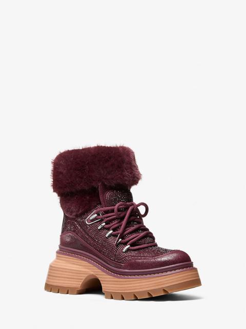 MICHAEL KORS Shiloh Embellished Mixed-Media Boot