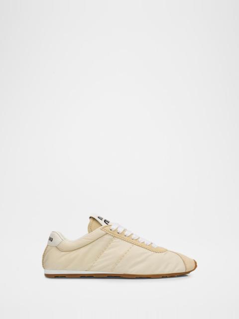 Miu Miu Low-Top Nylon & Suede Sneakers