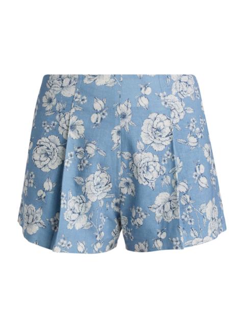 GENERATION LOVE Women's Carmine Floral Linen-Blend Shorts - Heritage Toile White