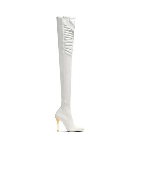 Balmain Moneta leather thigh-high boots