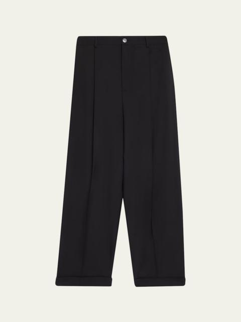 Marni Men's Wool Pleated Wide-Leg Trousers