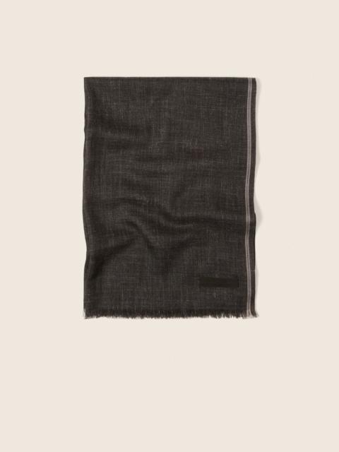 DARK BROWN CASHMERE AND LINEN SCARF