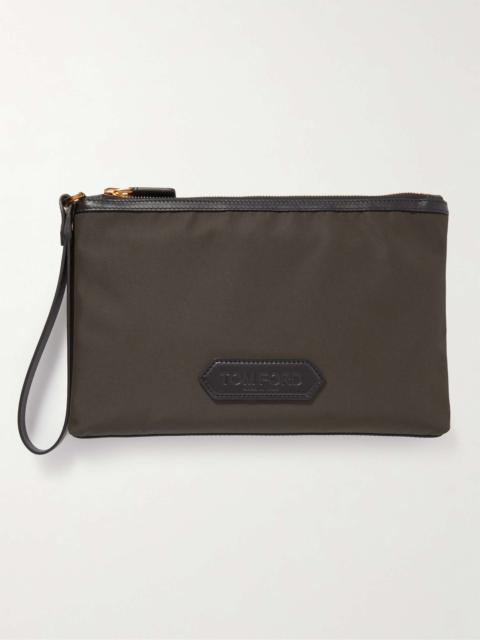 TOM FORD Leather-Trimmed Recycled Nylon Pouch