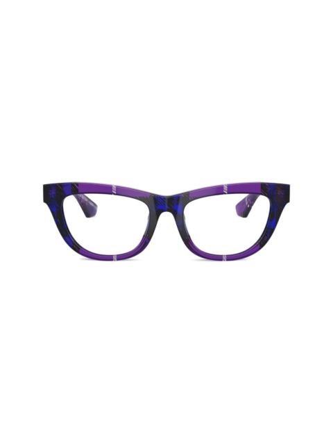 check-pattern cat-eye glasses