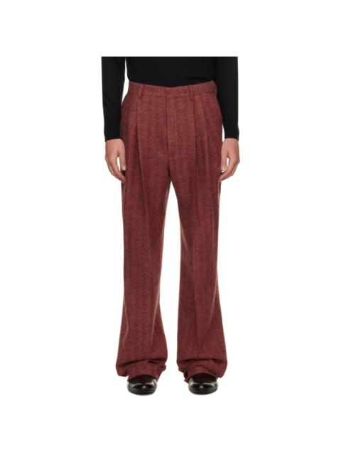 Dries Van Noten Red Straight-Leg Wool Trousers