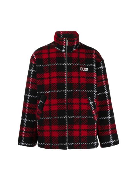 GCDS tartan-check zip-up bomber jacket