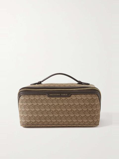 Dressing Table leather-trimmed canvas-jacquard cosmetics case