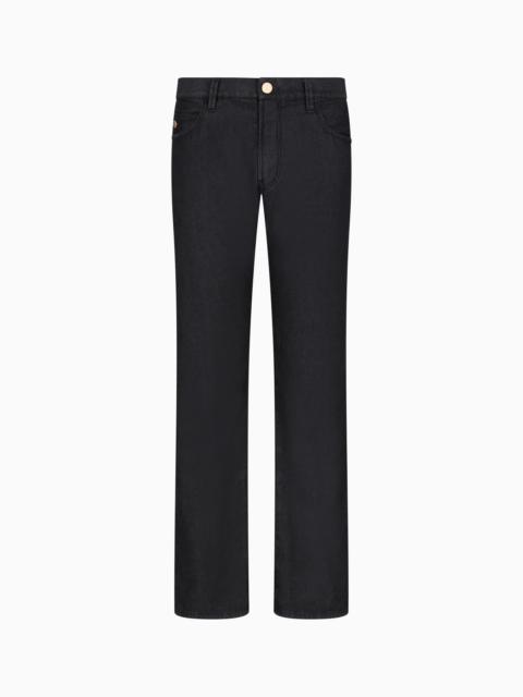 GIORGIO ARMANI STRETCH COTTON AND SILK, REGULAR-FIT, FIVE-POCKET TROUSERS