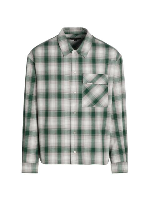 REPRESENT Men's Plaid Waffle Cotton Flannel Shirt - Dark Green