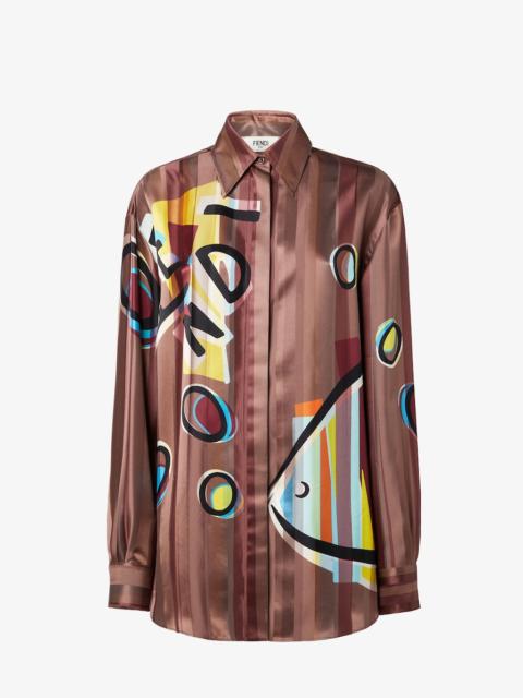 FENDI Shirt Brown jacquard Pequin shirt