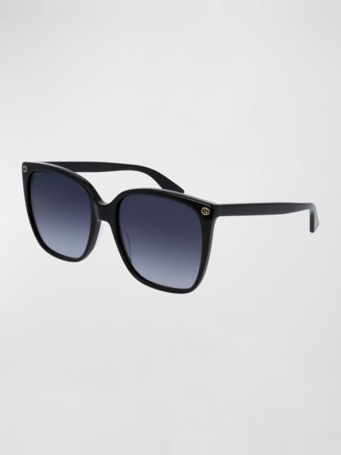 Square Acetate Sunglasses w/ Interlocking G Detail