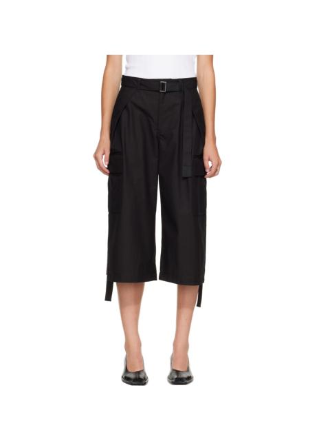 sacai Black Cotton Weather Cargo Shorts
