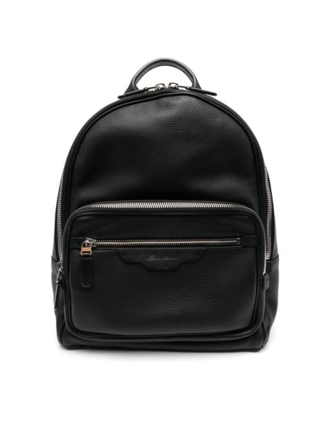 Santoni grained-texture leather backpack