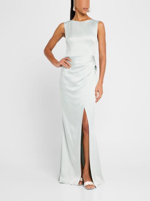 SIMKHAI Tommy Draped Open-Back Column Gown
