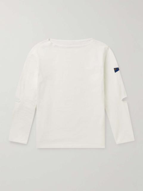 Kapital Logo-Appliquéd Cut-Out Printed Cotton-Jersey T-Shirt