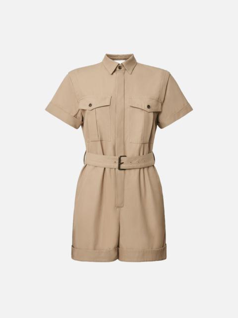 FRAME Utility Short Jumpsuit in Khaki Tan