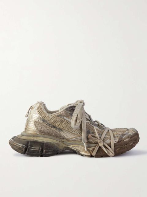 BALENCIAGA 3XL Distressed Mesh and Rubber Sneakers