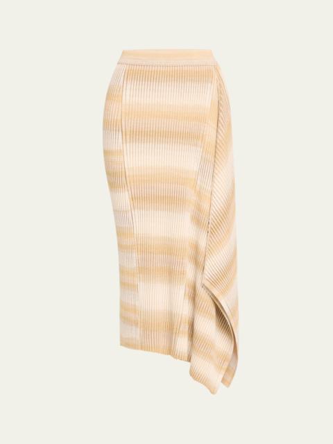 SIMKHAI Caelan Asymmetric Stripe Knit Midi Skirt
