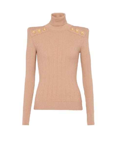 Balmain Eco-designed sweater with gold-tone buttons