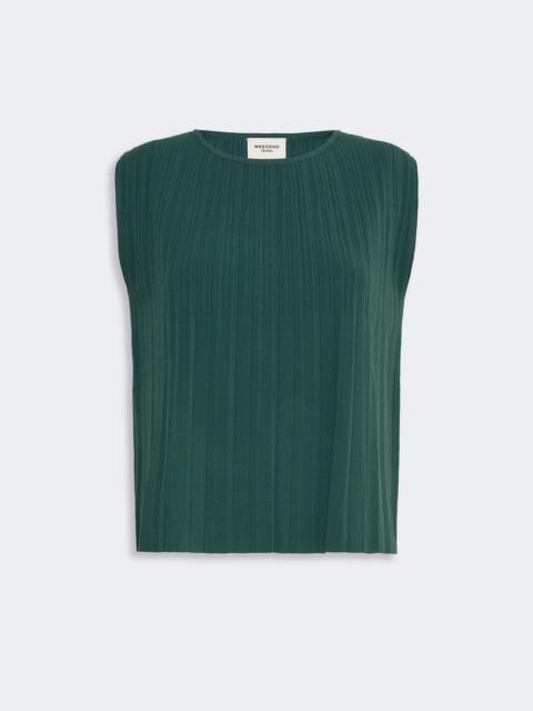 WEEKEND Max Mara ERE Plissé-pleated viscose yarn sweater - GREEN