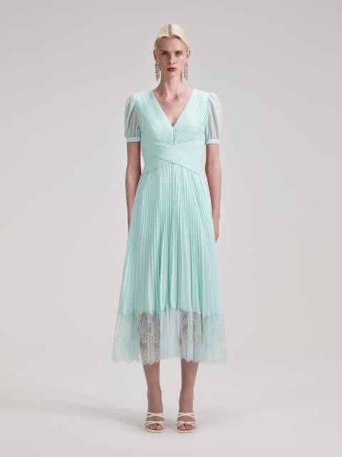 ワンピース SELF-PORTRAIT Woman Dress Blue RS25911SBL BLUE Floral lace midi dress SELF PORTRAIT Woman Sz. 12 UK