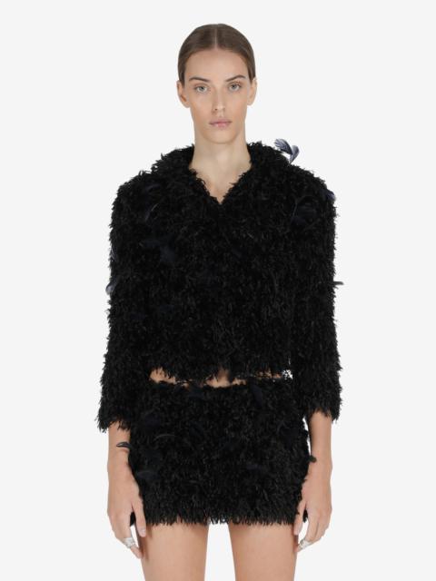 N°21 EMBELLISHED FAUX-SHEARLING JACKET