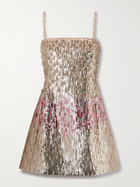Valentino Embellished Wool And Silk-blend Crepe Mini Dress