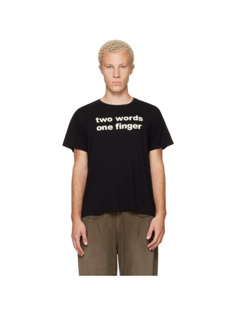 R13 Black Print 'Two Words One Finger' Boy T-shirt