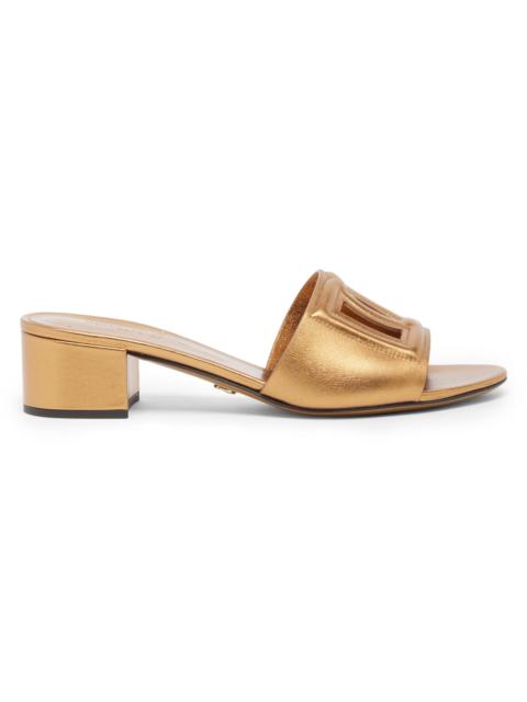 Dolce & Gabbana Women's 40MM Logo Cut-Out Leather Sandals - Roselline Rosa