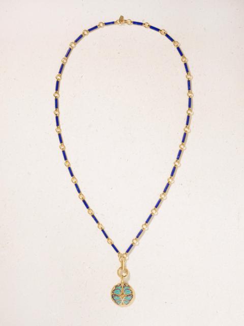 FOUNDRAE Reverie Element 18-karat Gold, Lapis Lazuli, Diamond And Enamel Necklace